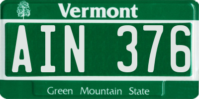 VT license plate AIN376