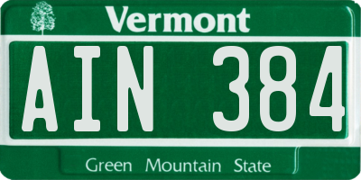 VT license plate AIN384