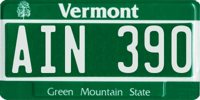 VT license plate AIN390