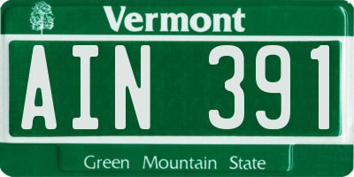 VT license plate AIN391