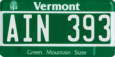 VT license plate AIN393