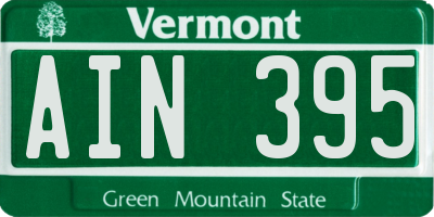 VT license plate AIN395