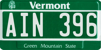 VT license plate AIN396