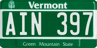 VT license plate AIN397