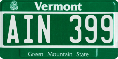 VT license plate AIN399