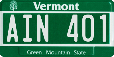 VT license plate AIN401