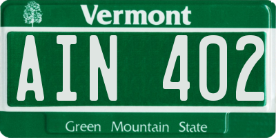 VT license plate AIN402