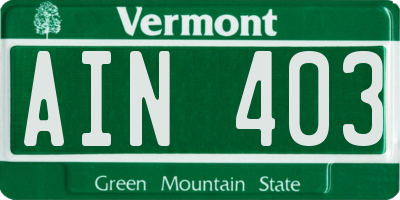 VT license plate AIN403