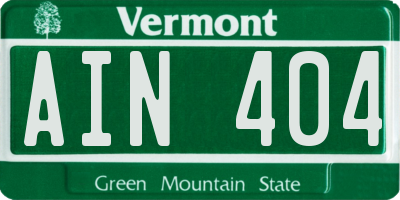 VT license plate AIN404