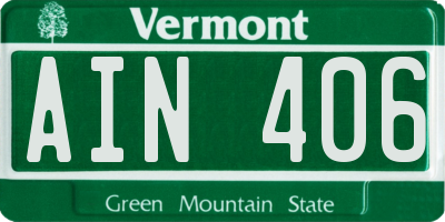 VT license plate AIN406