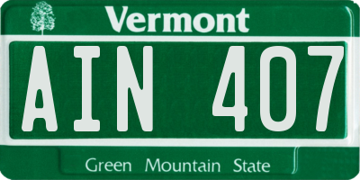 VT license plate AIN407