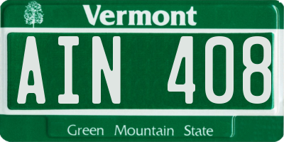 VT license plate AIN408