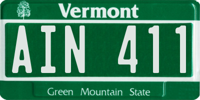 VT license plate AIN411