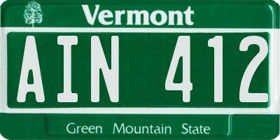 VT license plate AIN412