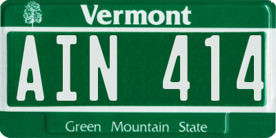 VT license plate AIN414