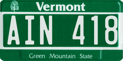 VT license plate AIN418