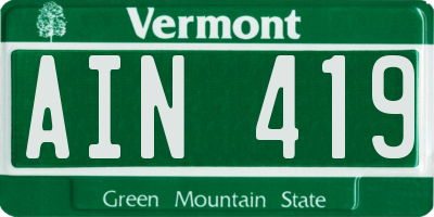 VT license plate AIN419