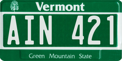VT license plate AIN421