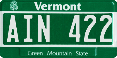 VT license plate AIN422