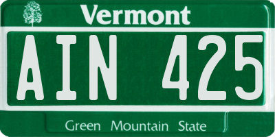 VT license plate AIN425