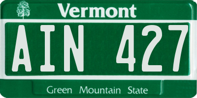 VT license plate AIN427