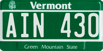 VT license plate AIN430