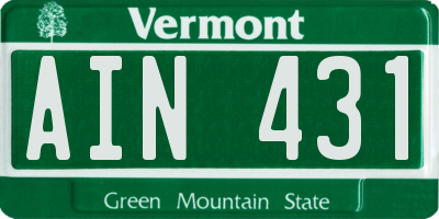 VT license plate AIN431