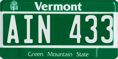 VT license plate AIN433