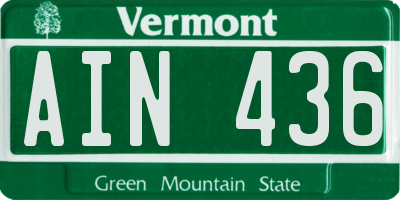 VT license plate AIN436