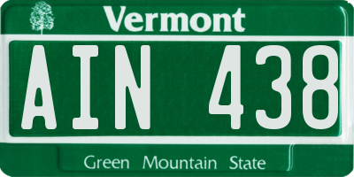 VT license plate AIN438