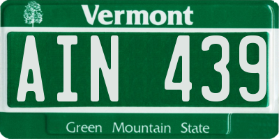 VT license plate AIN439