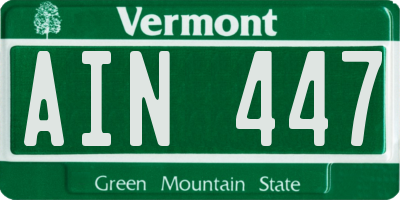 VT license plate AIN447