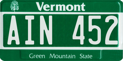 VT license plate AIN452