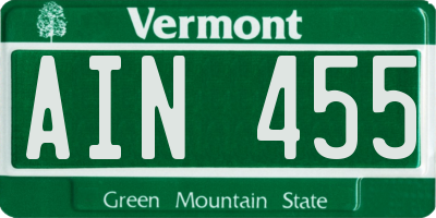 VT license plate AIN455