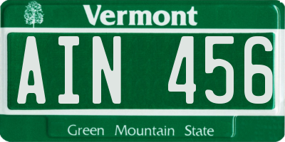 VT license plate AIN456