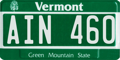 VT license plate AIN460