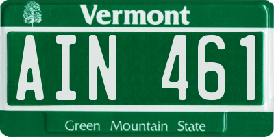 VT license plate AIN461