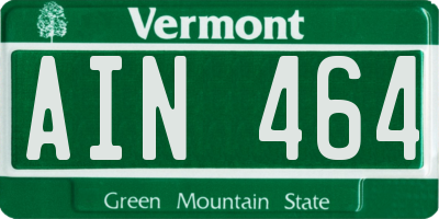 VT license plate AIN464
