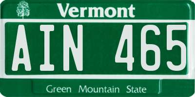 VT license plate AIN465