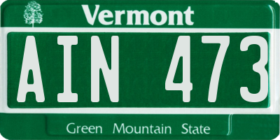VT license plate AIN473