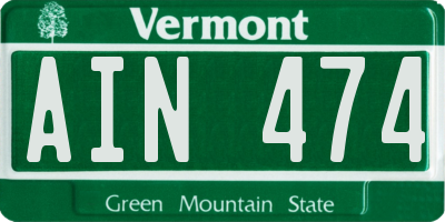 VT license plate AIN474