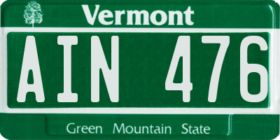 VT license plate AIN476