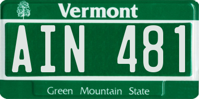 VT license plate AIN481