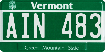 VT license plate AIN483