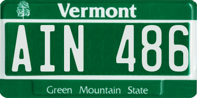 VT license plate AIN486