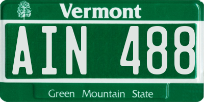 VT license plate AIN488