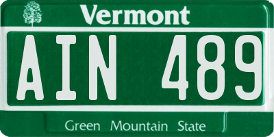 VT license plate AIN489