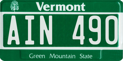 VT license plate AIN490