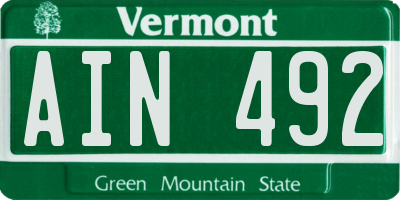 VT license plate AIN492