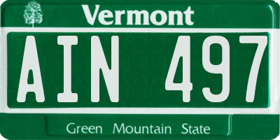 VT license plate AIN497